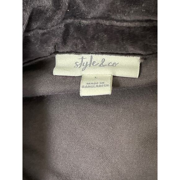 Style&Co Women's Velvet Embroidered Floral On Sleeves 100% Cotton Jacket Gray L - Picture 6 of 10